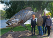  Parker McDonald standing with his Bass Sculpture and the project's donors: CMAB, and the Ellison