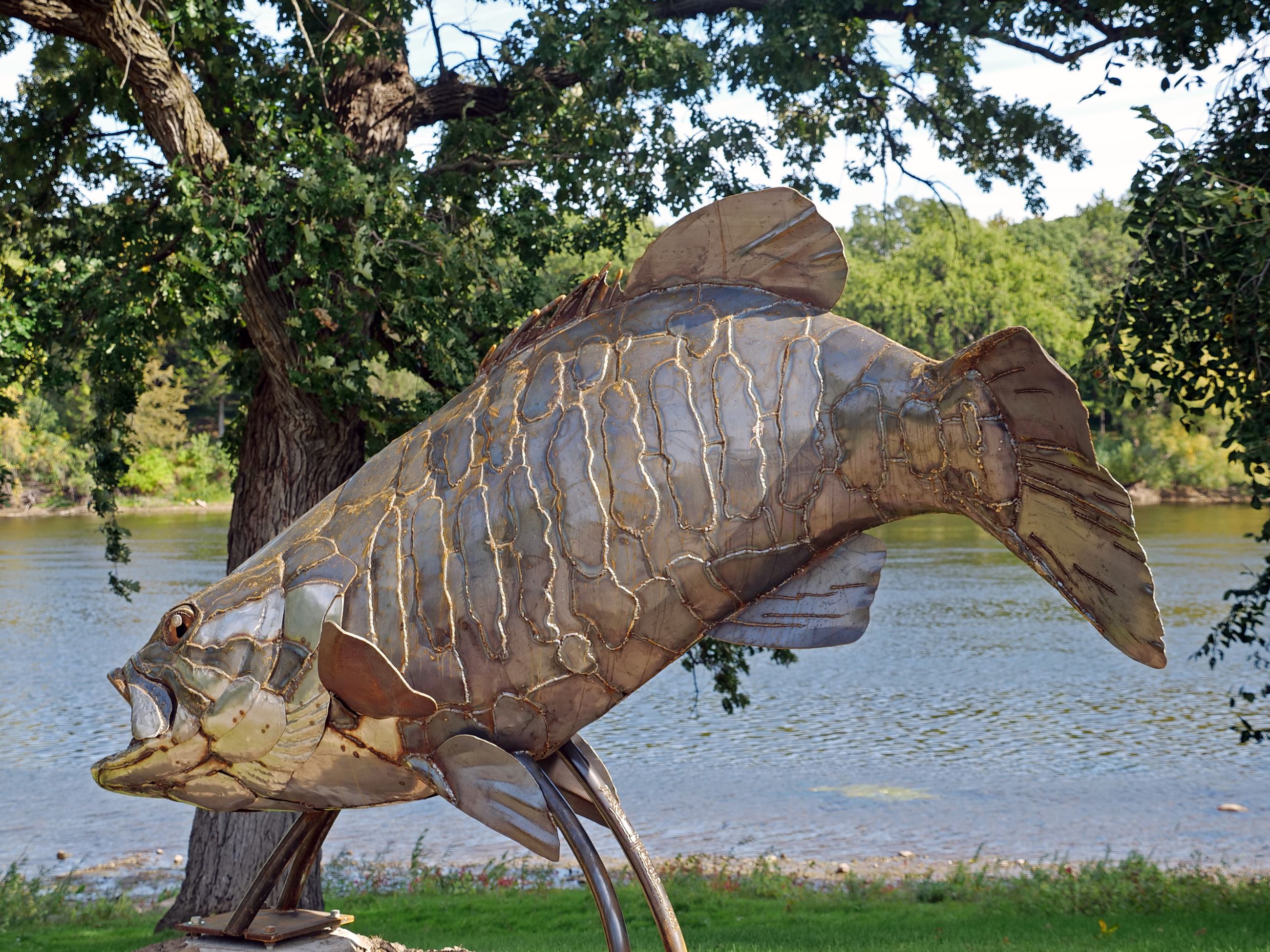 Another angle of the Ellison Bass Sculpture, created by Parker McDonald