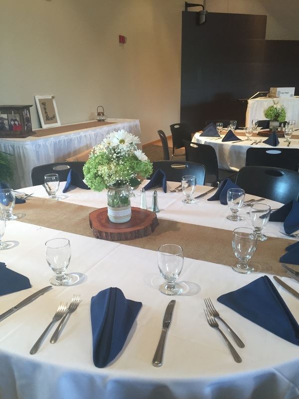 Floral and Blue Table Arrangement