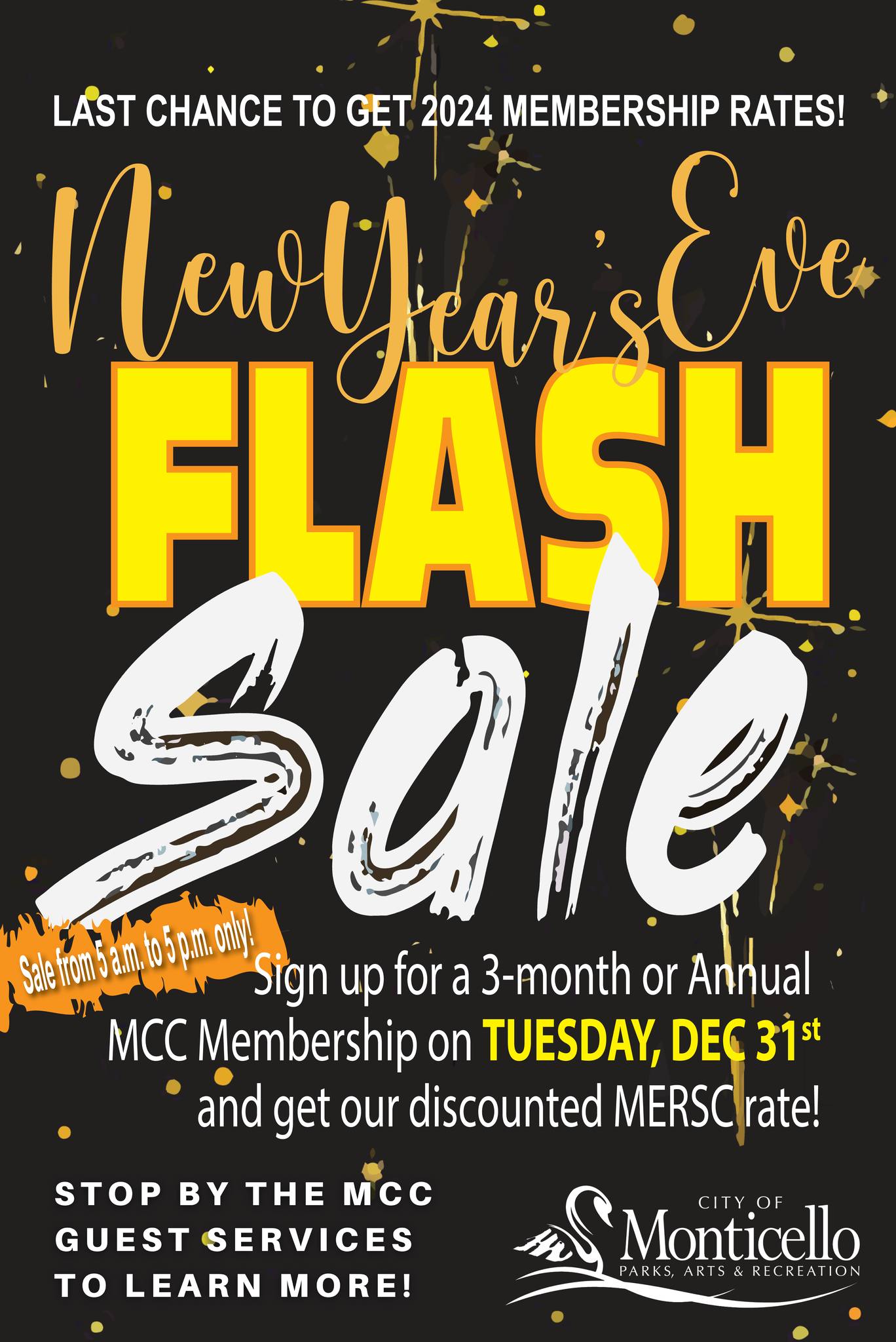 Sign up for a 3-month or annual MCC membership on Tuesday, Dec. 31 and get our discounted MERSC rate
